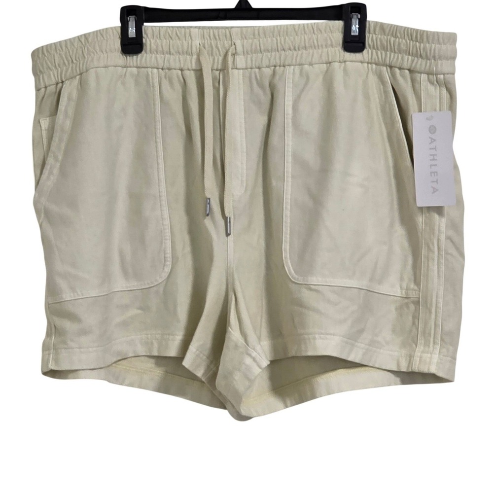 Athleta Farallon Short Women 22 Beige High Rise Organic Cotton Cargo Utility NWT